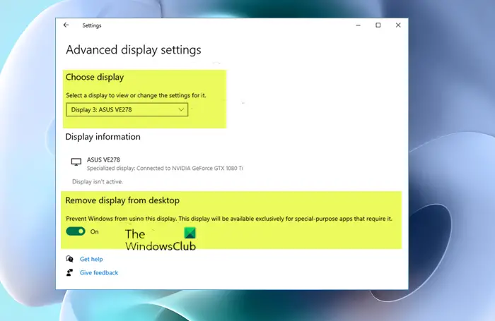 How to remove Display from Desktop in Windows