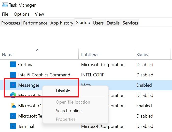 Stop Messenger From Opening On Startup In Windows 11 10