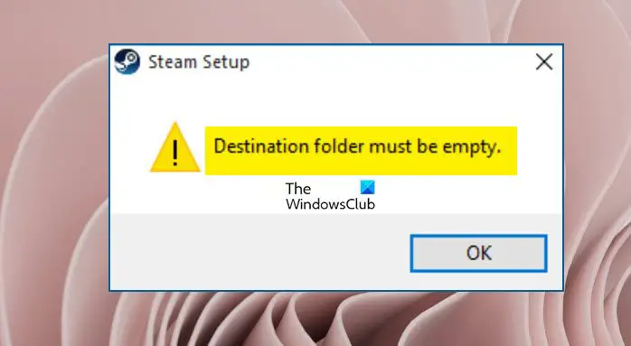 Папка Steam Destination должна быть пустой в Windows 11.