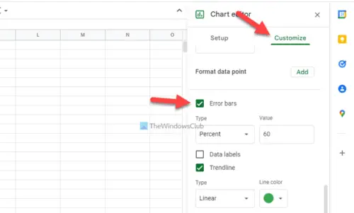 How to show Error Bar in Google Sheets chart