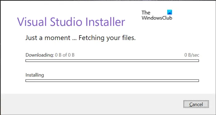 Установщик Visual Studio застрял при загрузке