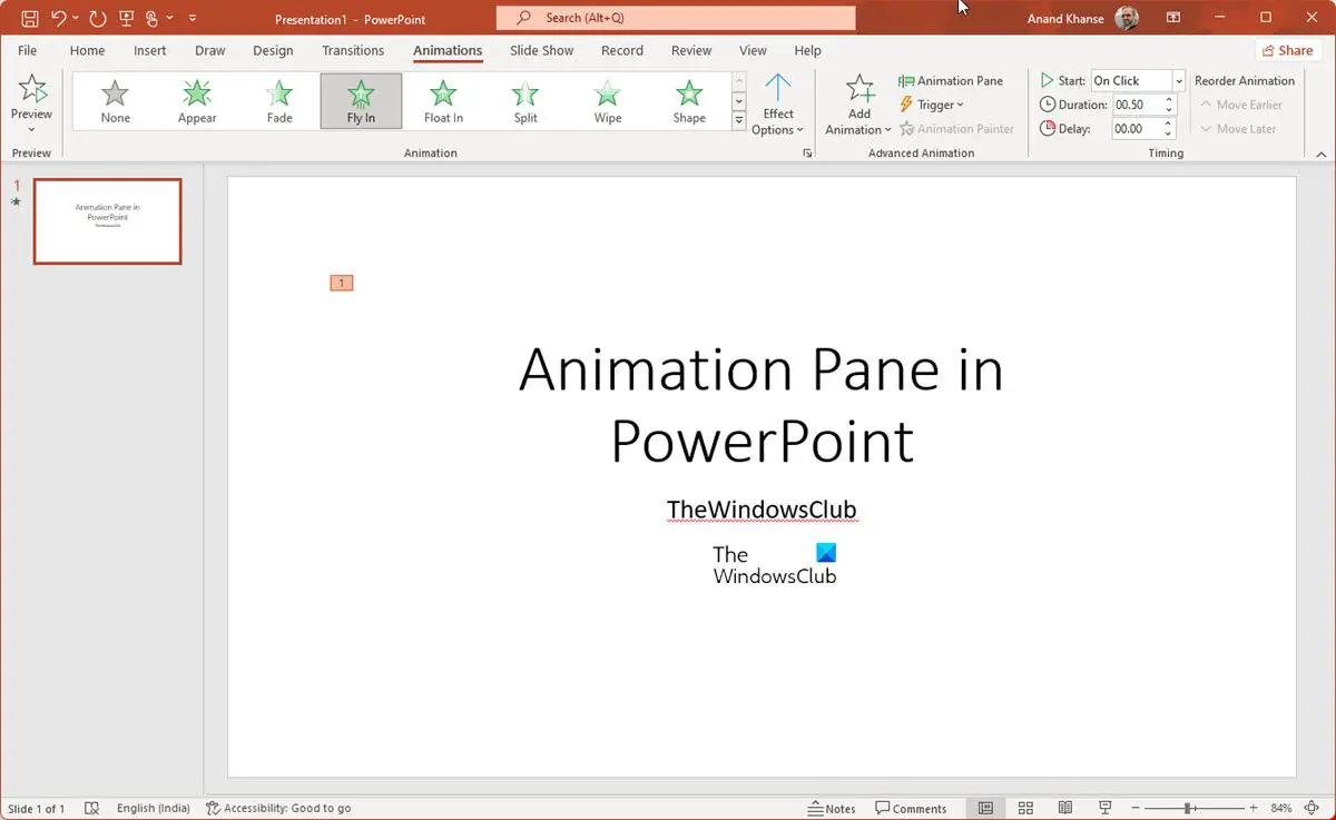 Animation Pane in PowerPoint