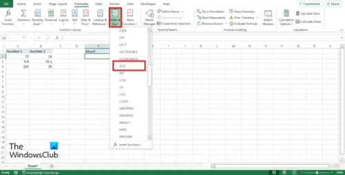 How to use Excel GCD function