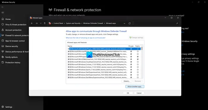 Allow an app through firewall