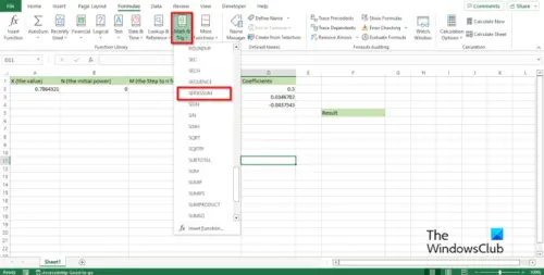 How to use the SERIESSUM function in Excel