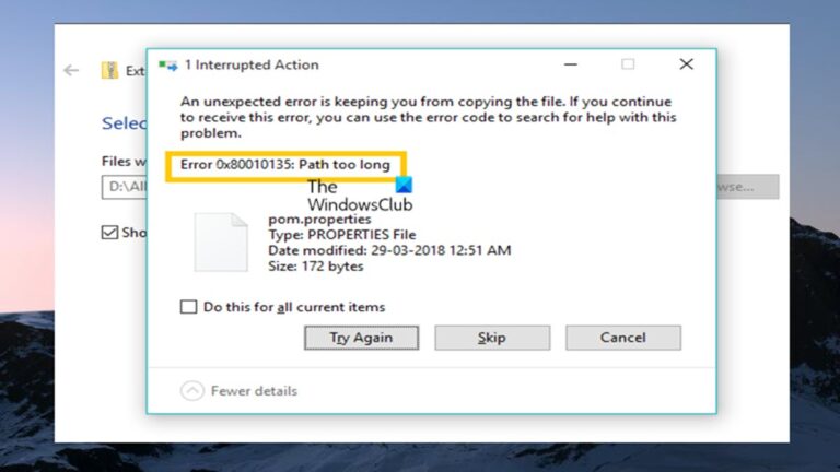 Path Too Long Error 0x80010135 When Extracting Zip File In Windows