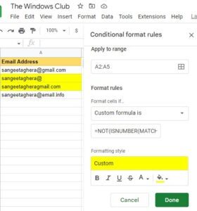 How to validate emails in Google Sheets