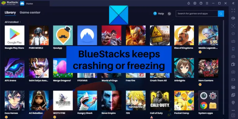 bluestacks crashing windows 10