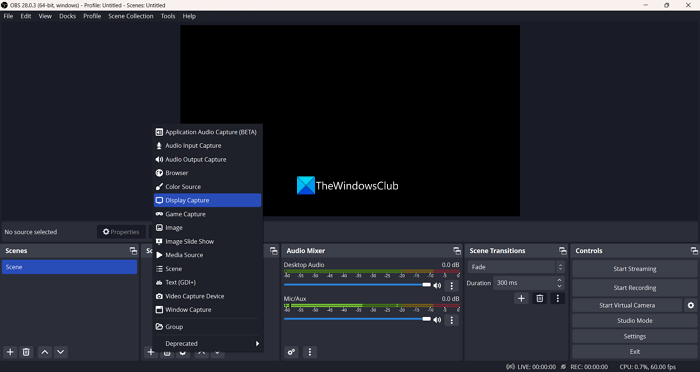 OBS Studio captures a small window instead of full screen