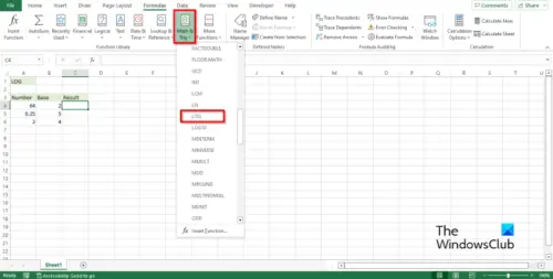 How to use the LOG and LOG10 function in Excel