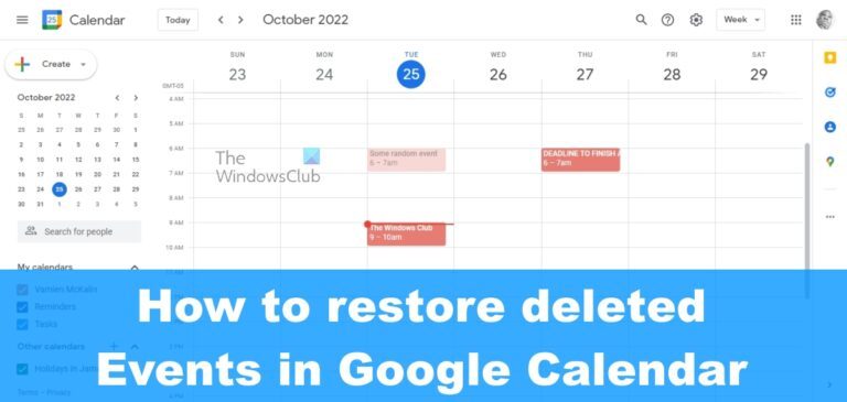 How to restore deleted Google Calendar Events