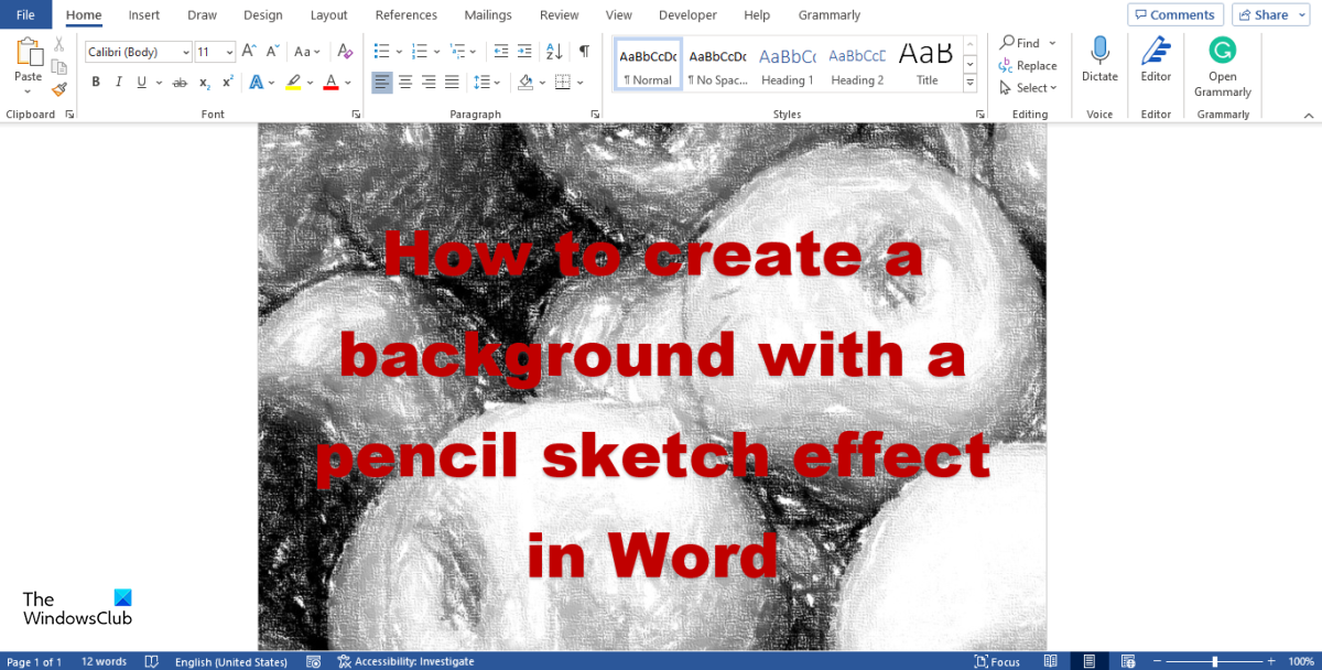 How to create a Background with a Pencil Sketch effect in Word