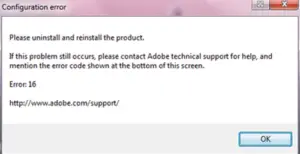 How To Fix Adobe Configuration Errors 1, 15 Or 16