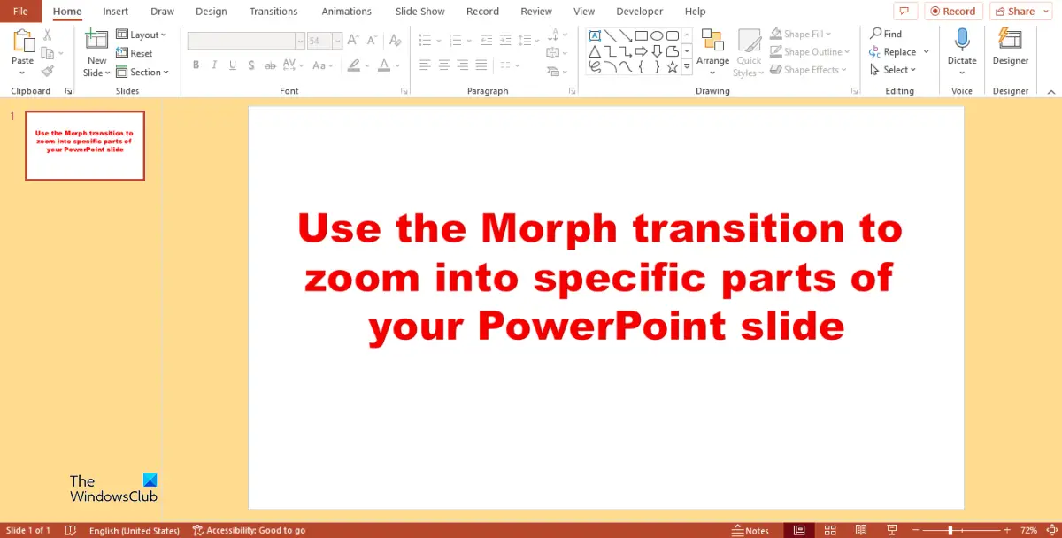 Как включить и использовать переход Morph в PowerPoint