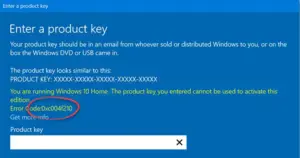 Invalid Product Key Windows Activation Error 0xC004F210