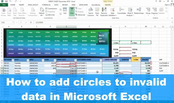 Как обвести неверные данные в Excel