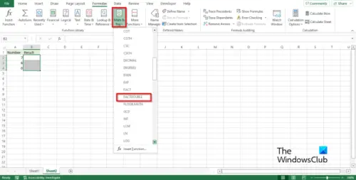 How to use the FACT or FACTDOUBLE function in Excel