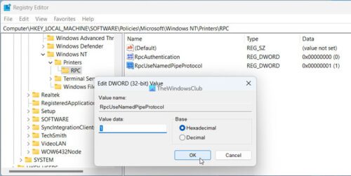 Switch Network printing between TCP and RPC in Windows 11