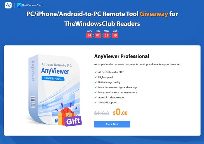 AnyViewer Professional remote access software giveaway; Get your FREE 1 year license now!