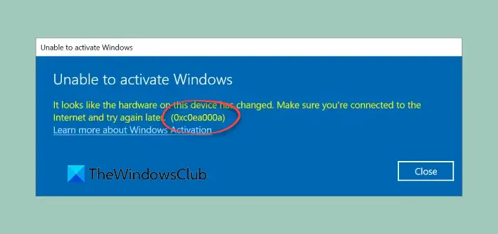 Fix 0xc0ea000a Windows 11 Activation Error Code