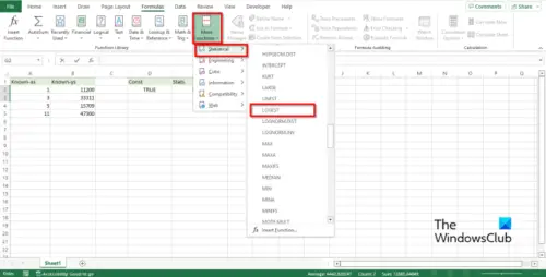 How to use the LOGEST function in Microsoft Excel