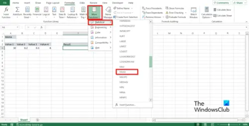 How to use the MAXA and MINA function in Excel