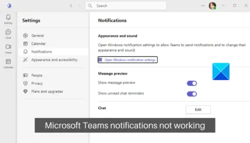 Microsoft Teams Notifications Not Working In Windows 1110 3844