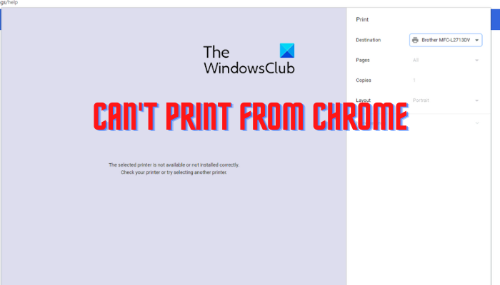 Can't Print from Google Chrome on PC