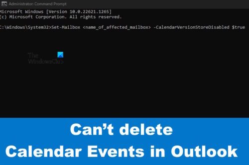 Can t delete Calendar Events in Outlook