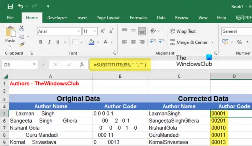 How to remove Spaces between Characters and Numbers in Excel