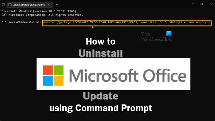 Uninstall Office Update using command line in Windows 11/10