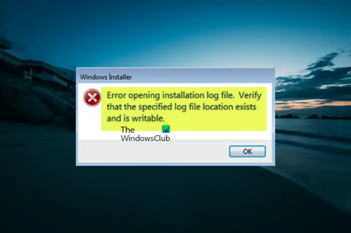 Error opening Installation Log File