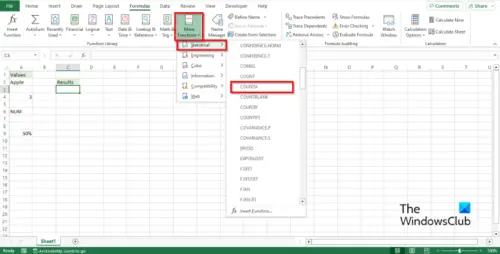 How to use the COUNTA function in Excel