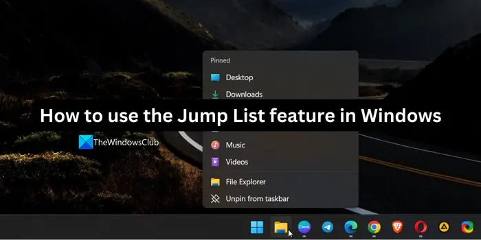 How to use the Jump List feature in Windows