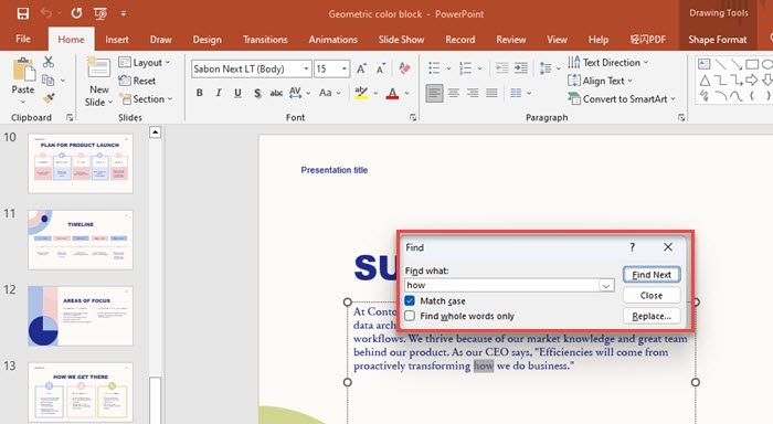 Verwenden Sie Strg+F, Um Wörter In Powerpoint Zu Suchen