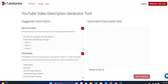 Video Description Generator Tool