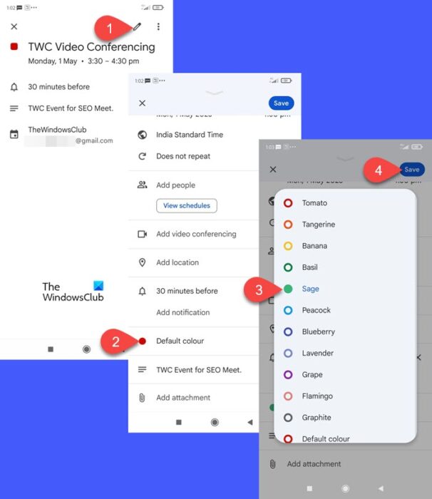 How to change the color of Events in Google Calendar