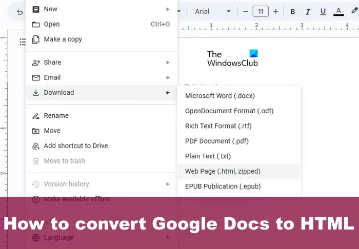 How to convert Google Docs to HTML