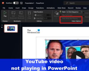 powerpoint youtube video not playing in presentation mode