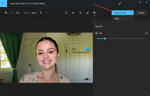 How to use Spot Fix feature in Photos app on Windows 11/10