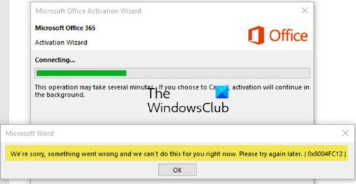 Fix Office Activation Error 0x8004FC12