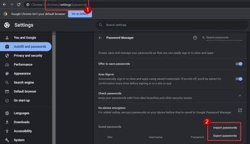 How to Export and Import passwords in Chrome browser