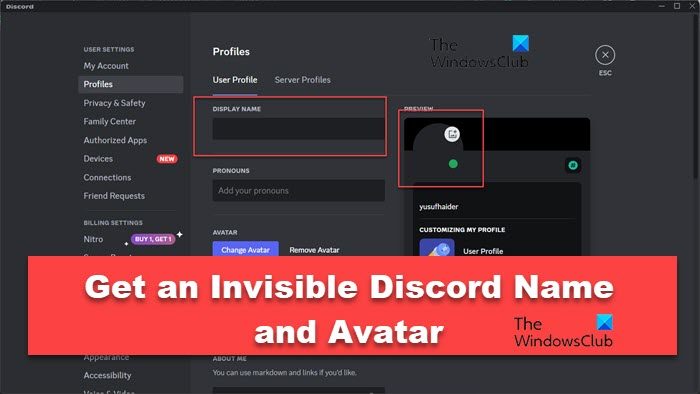 Get An Invisible Discord Name And Avatar