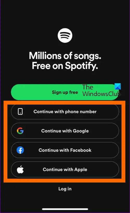 cant log into spotify on phone