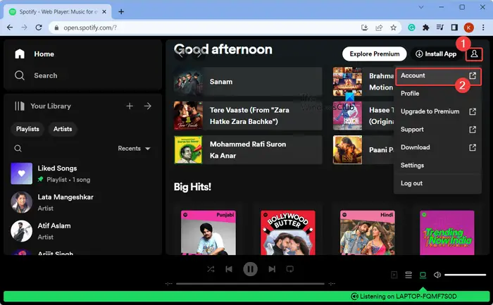 Spotify says No Internet connection on Phone or PC