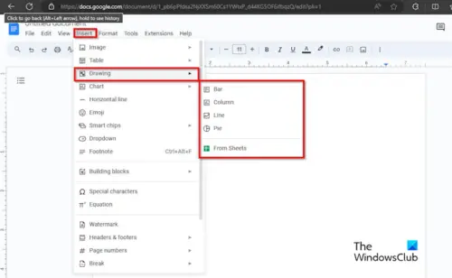 How to create a chart in Google Docs