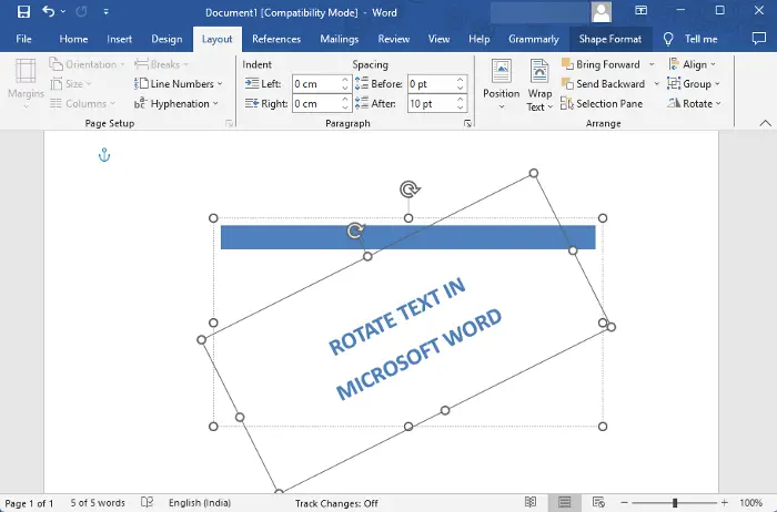 How to rotate Text in Word