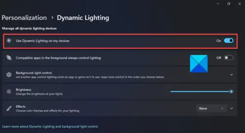 How To Enable And Use Dynamic Lighting On Windows