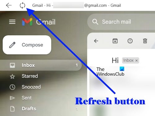 Botão Atualizar no aplicativo Gmail