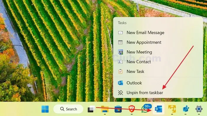 Unpinning Apps From Taskbar